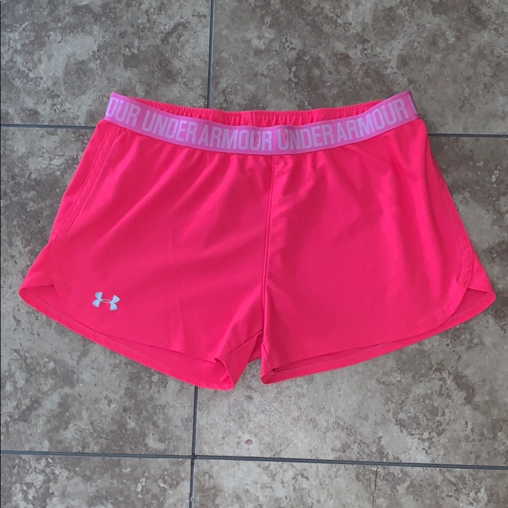 Pink under armour shorts
